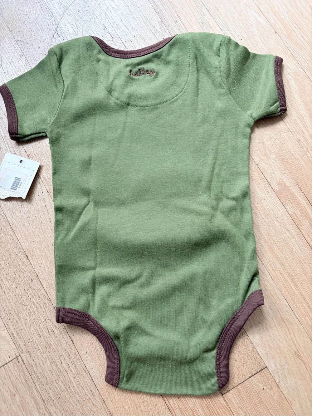 Hatley Green and Brown 'Young Buck' Deer Embroidered Baby Bodysuit
